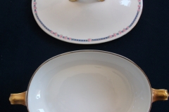 AHRENFELDT ROSES IN BLUE BAND-  OVAL COVERED SERVING   BOWL   .....   https://www.jaapiesfinechinastore.com