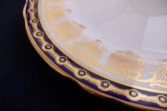 AYNSLEY 13077 COBALT & GOLD-   DINNER  PLATE   (SCALLOPED)  .....   https://www.jaapiesfinechinastore.com