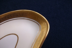 AYNSLEY #7761 CREAM/ ENCRUSTED GOLD BAND-  CRESCENT SALAD PLATE   .....   https://www.jaapiesfinechinastore.com