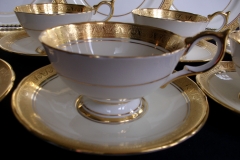 AYNSLEY #7761 CREAM/ ENCRUSTED GOLD BAND- CUP & SAUCER   .....   https://www.jaapiesfinechinastore.com