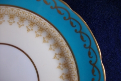AYNSLEY AQUA BLUE #7611- FILIGREE, GOLD SCROLLS-  BREAD & BUTTER PLATE    .....   https://www.jaapiesfinechinastore.com