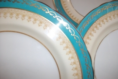 AYNSLEY AQUA BLUE #7611- FILIGREE, GOLD SCROLLS-  DINNER PLATE    .....   https://www.jaapiesfinechinastore.com