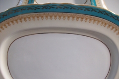 AYNSLEY AQUA BLUE #7611- FILIGREE, GOLD SCROLLS-  SERVING PLATTER- 15 3/8"    .....   https://www.jaapiesfinechinastore.com