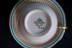 AYNSLEY #7429- PORTRUSH TEAL BLUE- CUP & SAUCER   .....   https://www.jaapiesfinechinastore.com