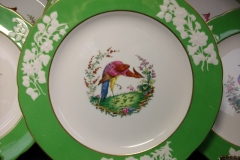 SPODE CHELSEA  BIRD GREEN R4689 SCALLOPED- DINNER PLATE  #7   .....         https://www.jaapiesfinechinastore.com