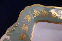 SPODE VALENTINE Y7706 GREEN WITH GOLD LEAF- SQUARE HANDLED CAKE SERVING PLATE    ..... https://www.jaapiesfinechinastore.com
