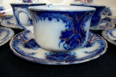 WOOD & SON  CLARENCE (FLOW BLUE)-   CUP & SAUCER ..... https://www.jaapiesFineChinaStore.come.com